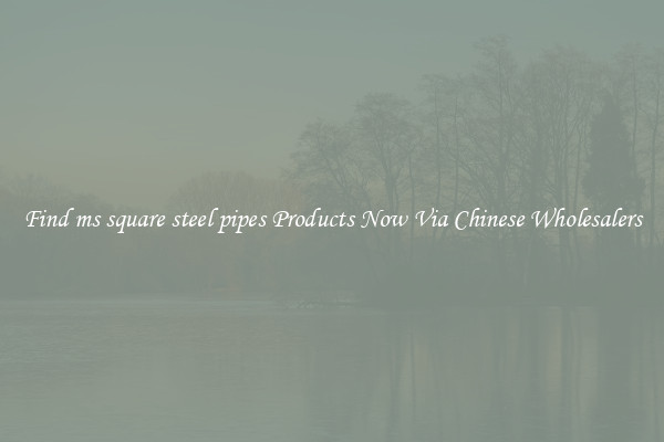 Find ms square steel pipes Products Now Via Chinese Wholesalers