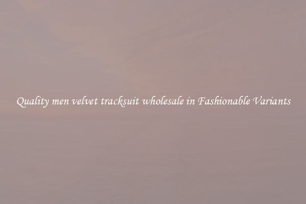 Quality men velvet tracksuit wholesale in Fashionable Variants